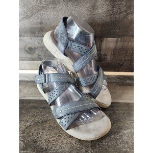 Women's Sz 9.5 M Perforated Strappy Sandals Wear Ever blue grey